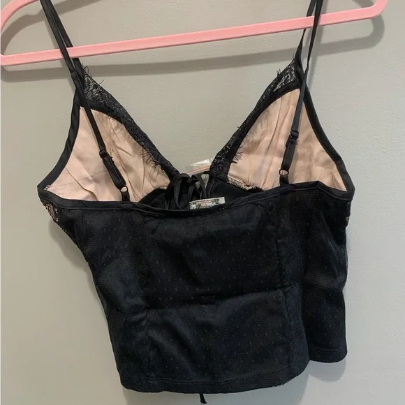 Free People Intimately Black Lace See Me Now Satin Camisole Top Size XS NWT Sexy - Picture 7 of 7